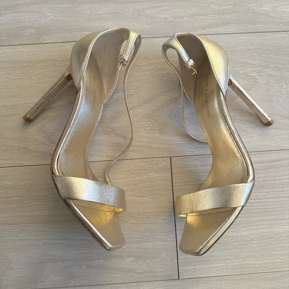 SAINT LAURENT CHAMPAGNE SANDALS
